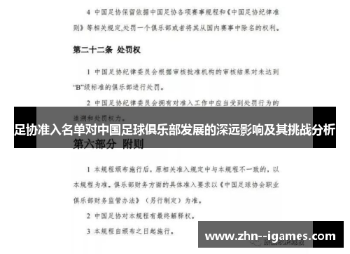 足协准入名单对中国足球俱乐部发展的深远影响及其挑战分析