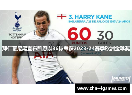 拜仁慕尼黑宣布凯恩以36球荣获2023-24赛季欧洲金靴奖 拜仁慕尼黑宣布凯恩以36球荣获2023-24赛季欧洲金靴奖